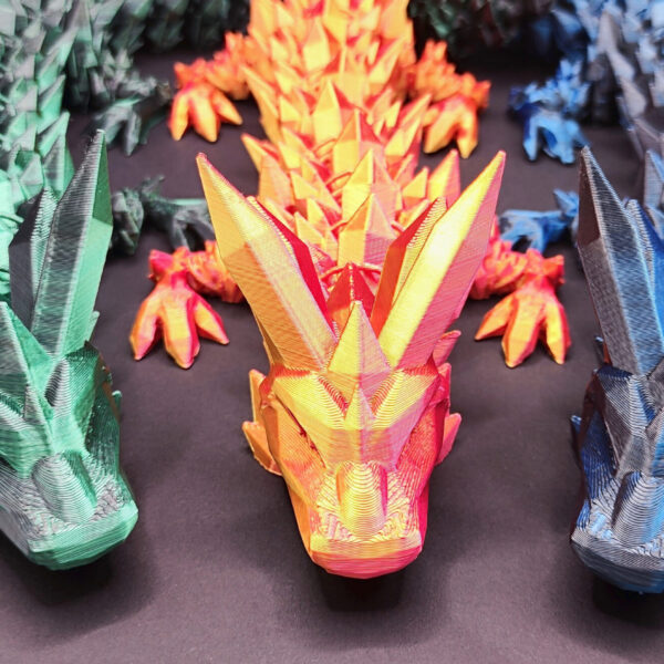 holo-trio-gross-scaled Kristalldrache XL 60 cm große flexible Holo Figur mit schimmerndem Farbverlauf